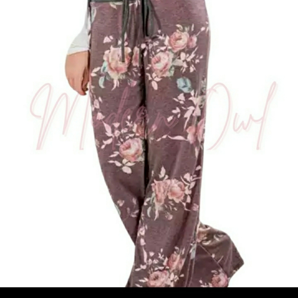 Floral drawstring waist lounge pants - Picture 2 of 12